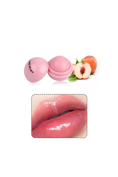 Muchmy 2 Pcs Peach Fruit Flavor Anti Crack Lip Moisturizing Lip Balm Round Shape Lips Care Shiny Lip Balm
