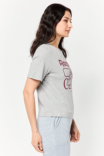 Reebok Women Sportswear Fit Short Sleeve Outdoor Crop T-Shirt, Grey