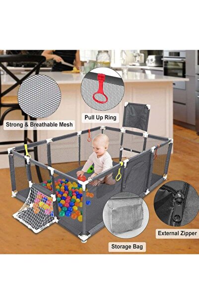 Lumely Baby Playpen,Easy to Install and Remove,With basketball Hoop,for Baby Activity Center,Dark Gery