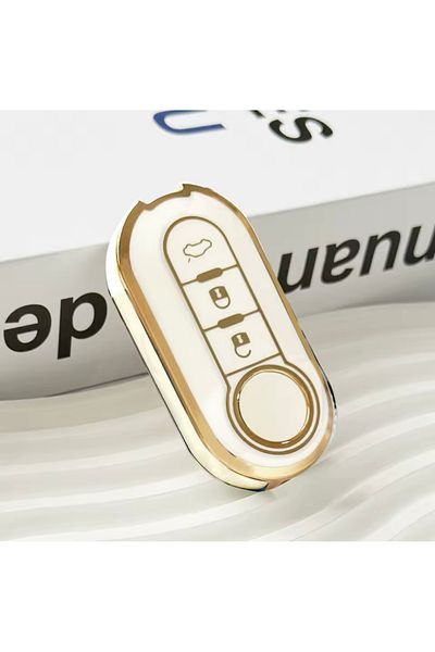 YıldızTuning Fiat Doblo Punto Fiorino 500 Ducato Bravo Panda Key Case White-Gold
