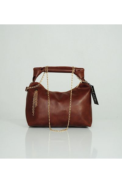 BRAXELL Leather Bag with Chain and Knot Detail