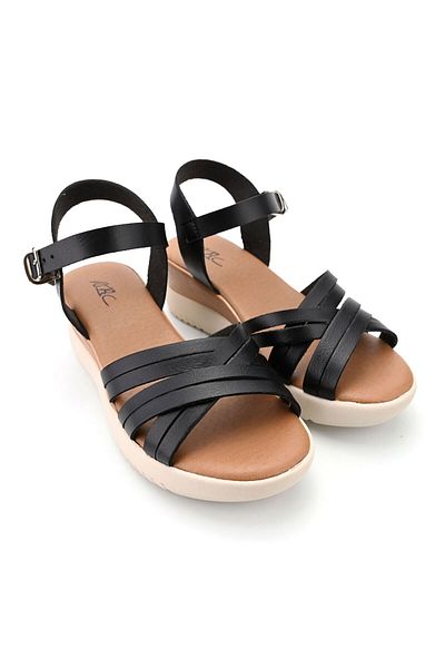 Tmall Sandale de damă, cu platformă, din piele ecologică, Sa71, negre
