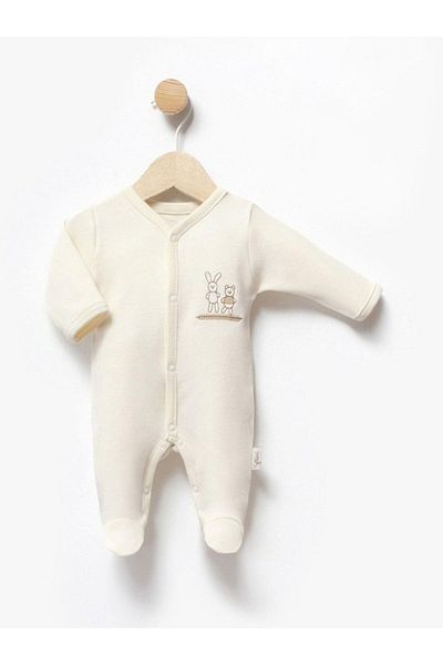 Flexi Unisex Baby Rabbit and Bear Embroidered Jumpsuit Salopette