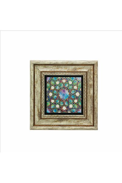 Sadrazam Pictură cu piatră naturală imprimată cu model geometric islamic (20 X 20 KD-8)