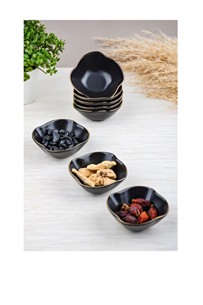 Sara Mutfak Eşyaları PAÇİ-KÜÇÜK 36'LI SİYAH ÇEREZLİK PORSELEN