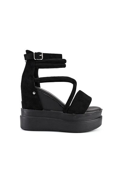 Tmall Sandale de dama,Cu platforma,Din Piele Ecologica Intoarsa,SA16,Negru