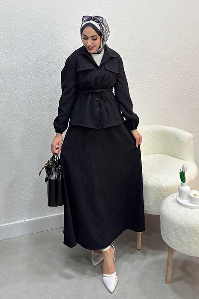 Tesettür Diyarı Women's 2-Piece Hijab Suit-Black