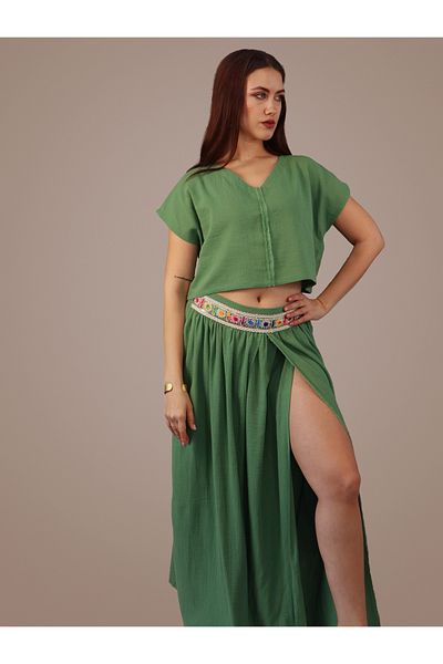 Su Koleksiyon Midyat Helen Skirt & Bluz Suit / Green
