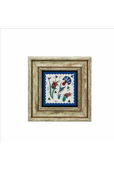 Sadrazam Pictură din piatră naturală imprimată cu model de țiglă otomană İznik (20 X 20 KD-35)