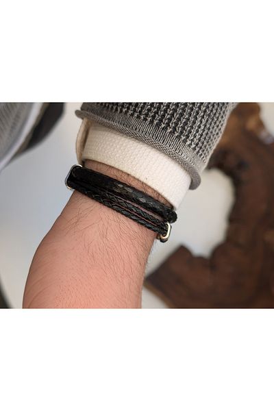 cheetah quality Custom Made Genuine Leather Men's Bracelet