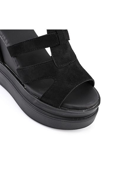 Tmall Sandale de dama,Cu platforma,Din Piele Ecologica Intoarsa,SA14,Negru