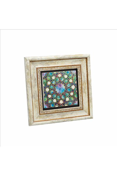 Sadrazam Pictură cu piatră naturală imprimată cu model geometric islamic (20 X 20 KD-8)