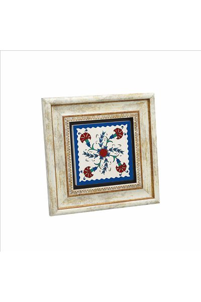 Sadrazam Pictură din piatră naturală imprimată cu model de țiglă otomană İznik (20 X 20 KD-38)