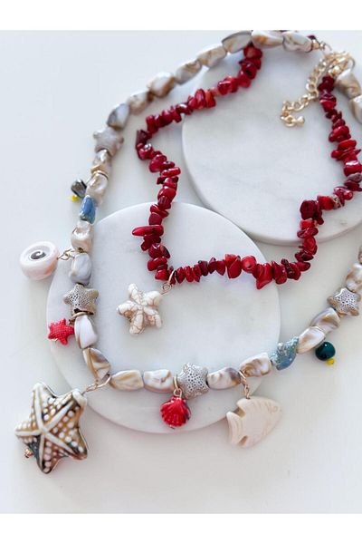 CHARMLUCKY Coral 2 Charm Necklace