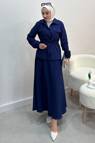 Tesettür Diyarı Women's 2-Piece Hijab Suit-Indigo