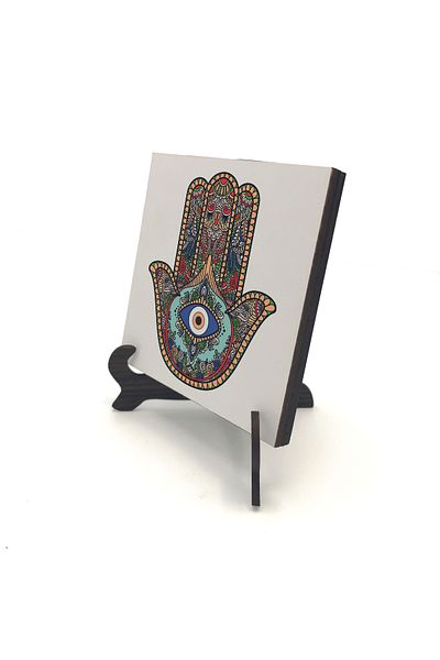 Sadrazam Fatima's Hand (Evil Eye Beaded) Printed Mdf Desktop (10 X 10 Kd-110)