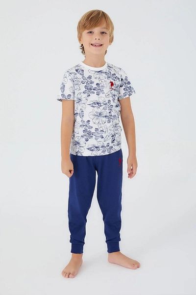 U.S. Polo Assn. 1358 Σερβιτόρος Floral Ανδρικό Παιδικό Κοστούμι Πιτζάμες Κοντομάνικο