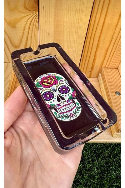 panda hediyelik Black Skull Cigar Ashtray - Γυάλινο Αναρριχητήρα