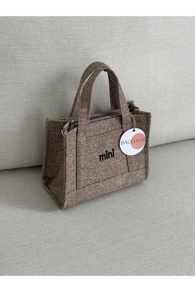 BAGLOVİS Front with Coin Compartment and Mini Embroidered Long Strap Light Brown Color Small Shoulder Bag En20 Uzn16