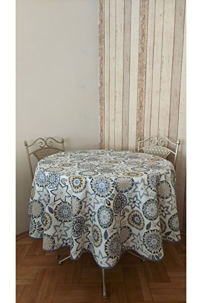 gonk Round, Mandala Patterned, Duck (Liquid Pusher, Stain Proof) Fabric, Tablecloth