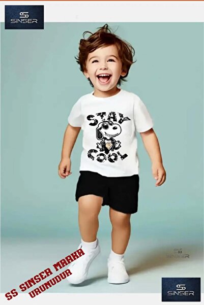 SS SİNSER Unisex Παιδικό μπλουζάκι με ειδική στάμπα "SNOPY STAY COOLL YAZI" μ...