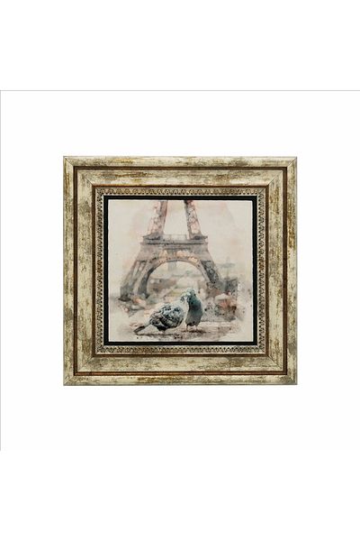 Sadrazam Eiffel Tower Printed Natural Stone Painting (25 X 25 Krg-3)