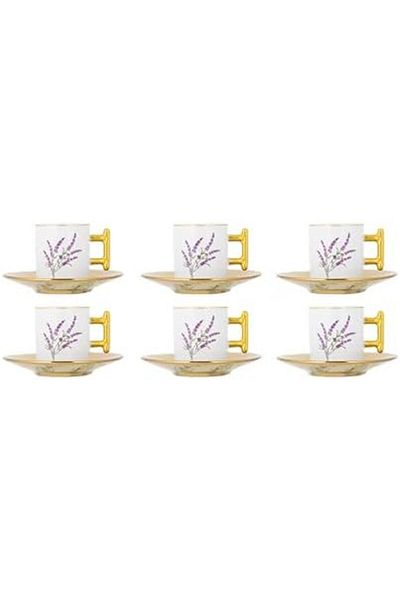 ALSAIF 6-pieces Small Coffee Cup Enjoying Your Hot Beverages Coffee, 90 Ml, White/gold
