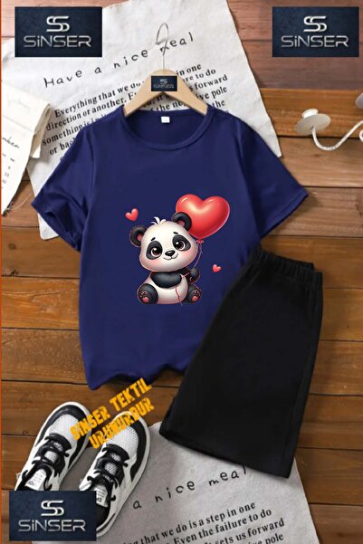 SS SİNSER Παιδικό μπλουζάκι με ειδική στάμπα "PANDA HEART BALLOON" με λαιμόκο...