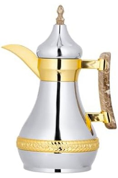 ALSAIF Coffee And Tea Vaccum Flask Steel In Chrome/gold / Leak-proof And Keeps Drinks Hot 1 Liter