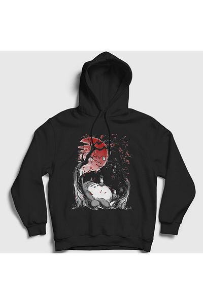Presmono Unisex Μαύρο φούτερ My Neighbor Totoro Moon Hooded 539377 ττ