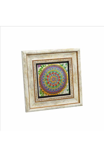 Sadrazam Mandala Pattern Printed Natural Stone Table (20 X 20 Kd-52)