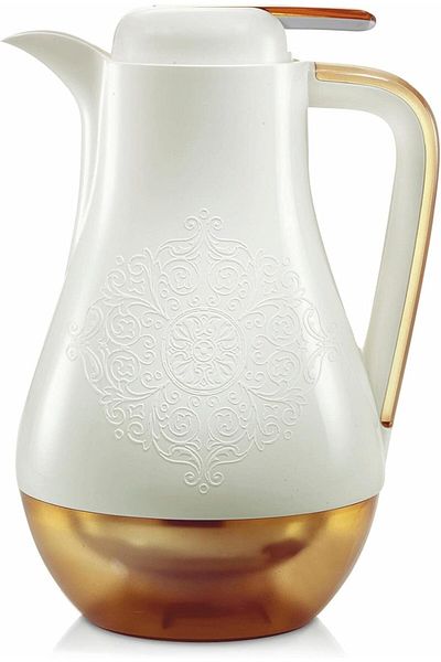 Enjoy Alsaif Coffee And Tea Vaccum Flask In White/gold / 1 Liter Capacity