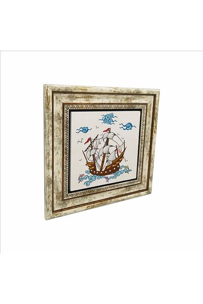 Sadrazam Ship Printed Natural Stone Table (25 X 25 Krg-130)