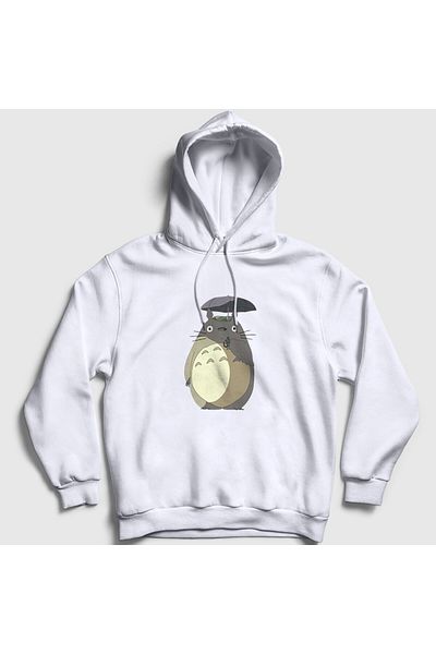 Presmono Unisex Λευκό Φούτερ με κουκούλα My Neighbor Totoro Rain 539599 ττ