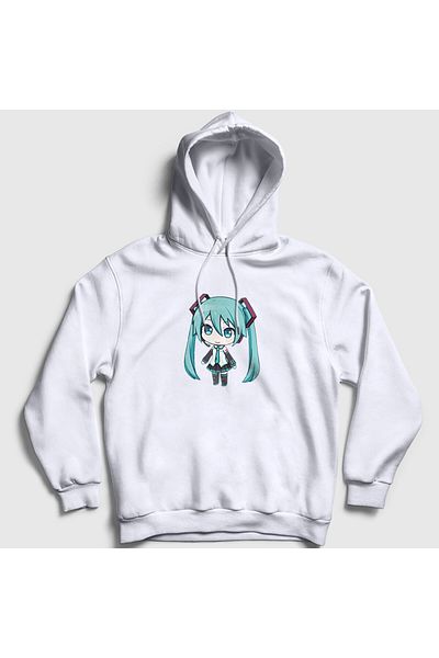 Presmono Unisex Λευκό φούτερ με κουκούλα Anime Hatsune Miku Chibi 538173 ττ