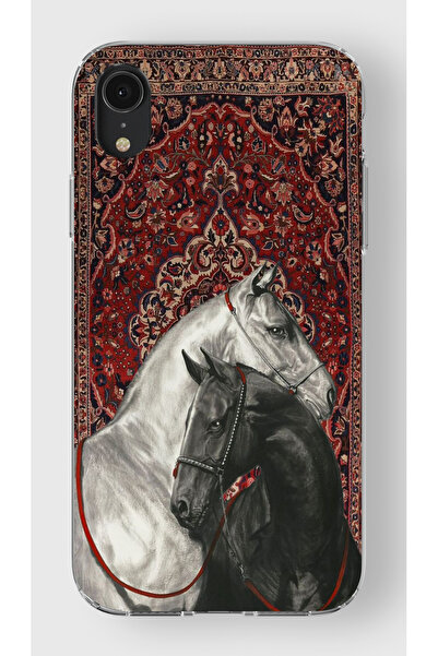moonset Iphone XR Uyumlu Atlar Tasarımlı Baskılı Şeffaf Telefon Kılıfı
