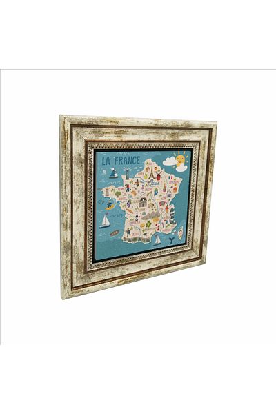 Sadrazam France Symbols Printed Natural Stone Painting (25 X 25 Krg-8)