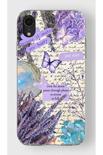 moonset Iphone XR Uyumlu Just Start Tasarımlı Baskılı Şeffaf Telefon Kılıfı