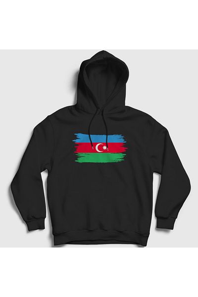 Presmono Унисекс суитшърт с качулка и черно знаме на Азербайджан, Азербайджан 536523tt