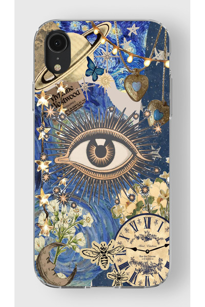 moonset Iphone XR Uyumlu Göz Tasarımlı Baskılı Şeffaf Telefon Kılıfı