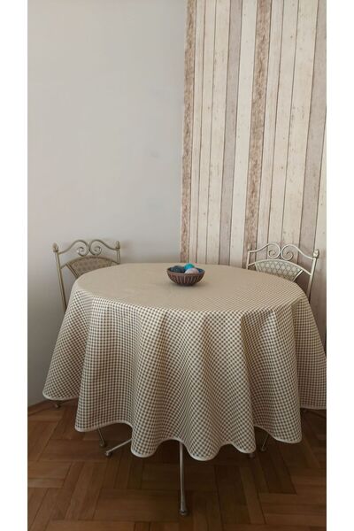 gonk Round, Plaid, Duck (Liquid Pusher, Stain Proof) Fabric, Tablecloth