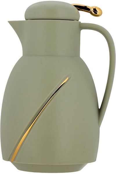 ALSAIF Deva Coffee And Tea Vaccum Flask In Green/gold / Leak-proof And Keeps Drinks Hot 1 Liter