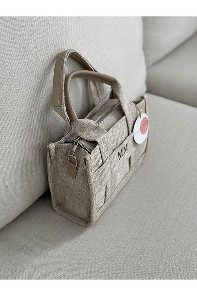 BAGLOVİS Long Strap Front mm Embroidered Lining Pocket Beige Color Women's Hand and Shoulder Bag En23 Uzn17