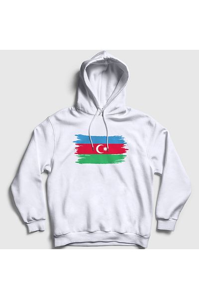 Presmono Φούτερ με κουκούλα Unisex White Flag Flag Αζερμπαϊτζάν Αζερμπαϊτζάν 536523 ττ