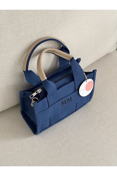 BAGLOVİS Long Strap Front mm Embroidered Lining Pocket Blue Color Women's Hand and Shoulder Bag En23 Uzn17