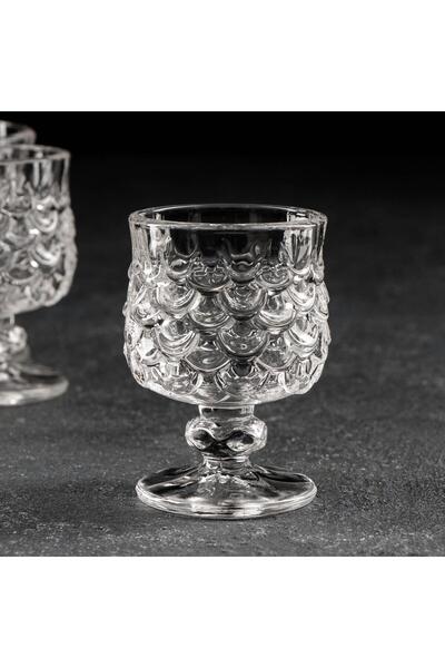 Store Balık Sırtı Desenli Kahve Yanı Su Bardağı 6'lı Set (5x7 cm)