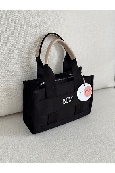 BAGLOVİS Long Strap Front mm Embroidered Lining Pocket Black Color Women's Hand and Shoulder Bag En23 Uzn17