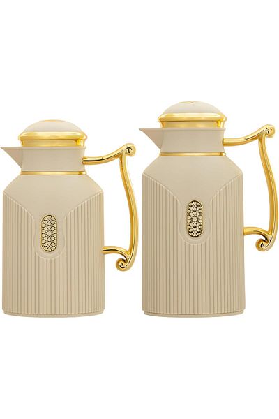 ALSAIF Deva Coffee And Tea Vaccum Flask Set In Beige / Leak-proof And Keeps Drinks Hot 1.0/0.7 Liter