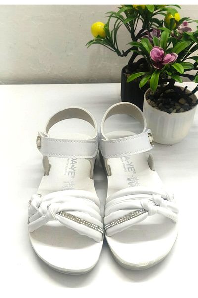 NETSHOES Girl's Sandals with Stones and Velcro, Stylish and Comfortable