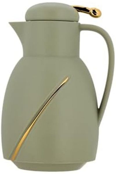 ALSAIF Deva Coffee And Tea Vaccum Flask In Green/gold / Leak-proof And Keeps Drinks Hot 1 Liter